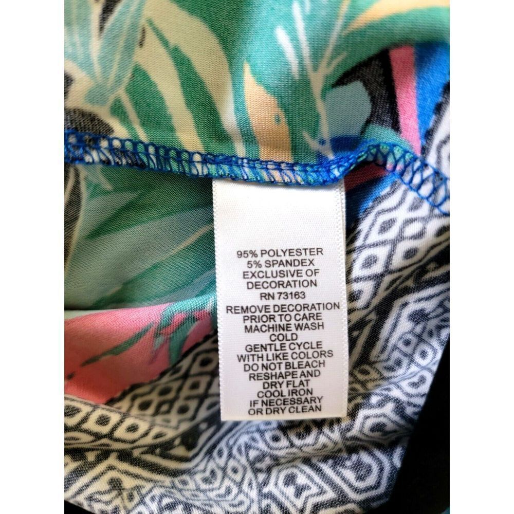 MELISSA PAIGE 1X Multicolor Geometric Print-Liquid Knit Women's Sz 1X Tunic Top - Picture 4 of 5